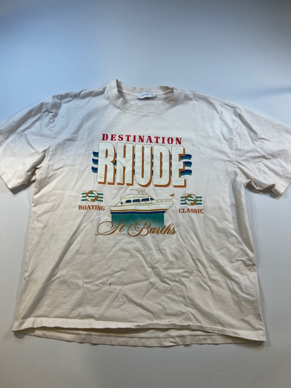 Rhude Destination St. Barths Graphic Tee - Cream Size XXL